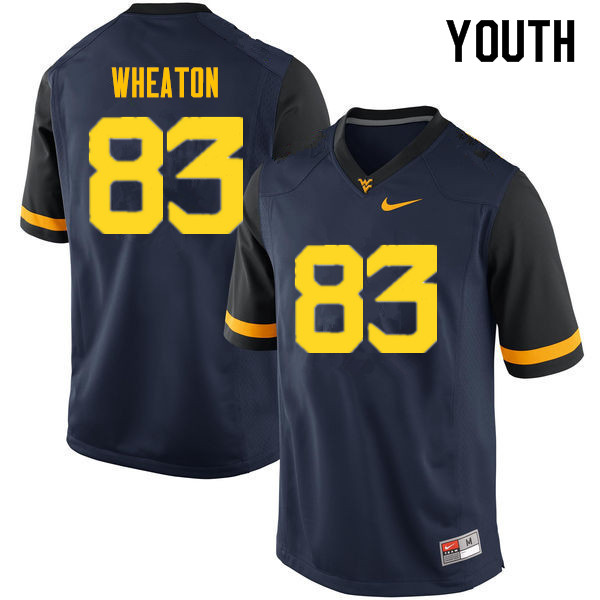 NCAA Youth Bryce Wheaton West Virginia Mountaineers Navy #83 Nike Stitched Football College Authentic Jersey YZ23K16WP